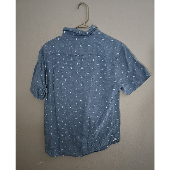 Cactus Man New York Blue Nautical Sail Boat Slim Fit Button Down Shirt Mens LG - Picture 2 of 5